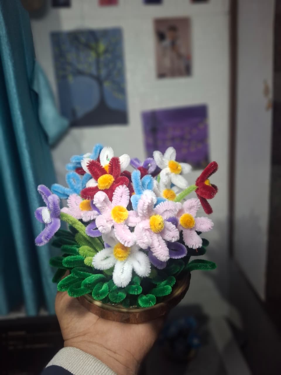 Handmade Floral Wooden Coaster Décor – 12 cm | Adorn by Riti