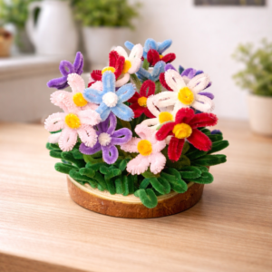 Handmade Floral Wooden Coaster Décor – 12 cm | Adorn by Riti