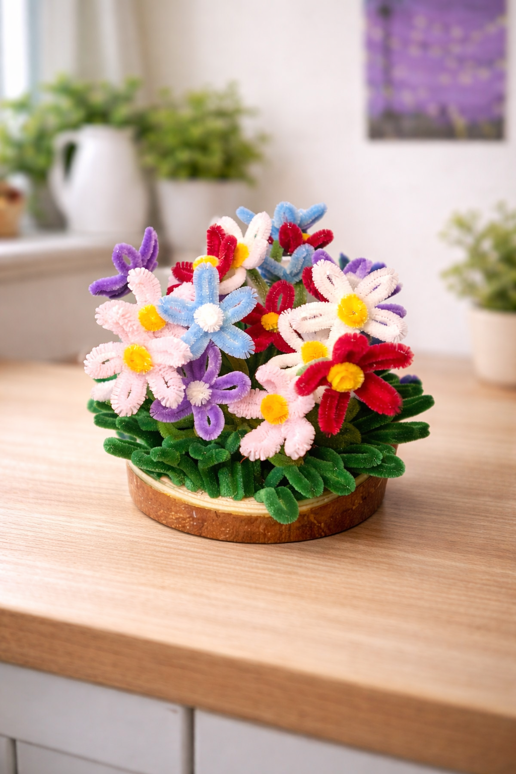 Handmade Floral Wooden Coaster Décor – 12 cm | Adorn by Riti