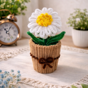 Handmade White Daisy Mini Pot Décor | Adorn by Riti