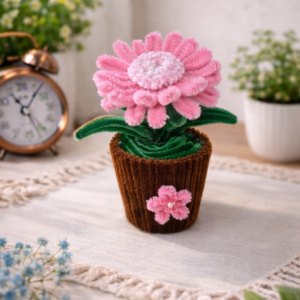 Handmade Pink Daisy Mini Pot Décor | Adorn by Riti