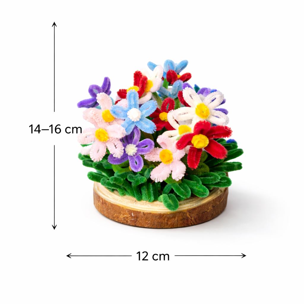 Handmade Floral Wooden Coaster Décor – 12 cm | Adorn by Riti