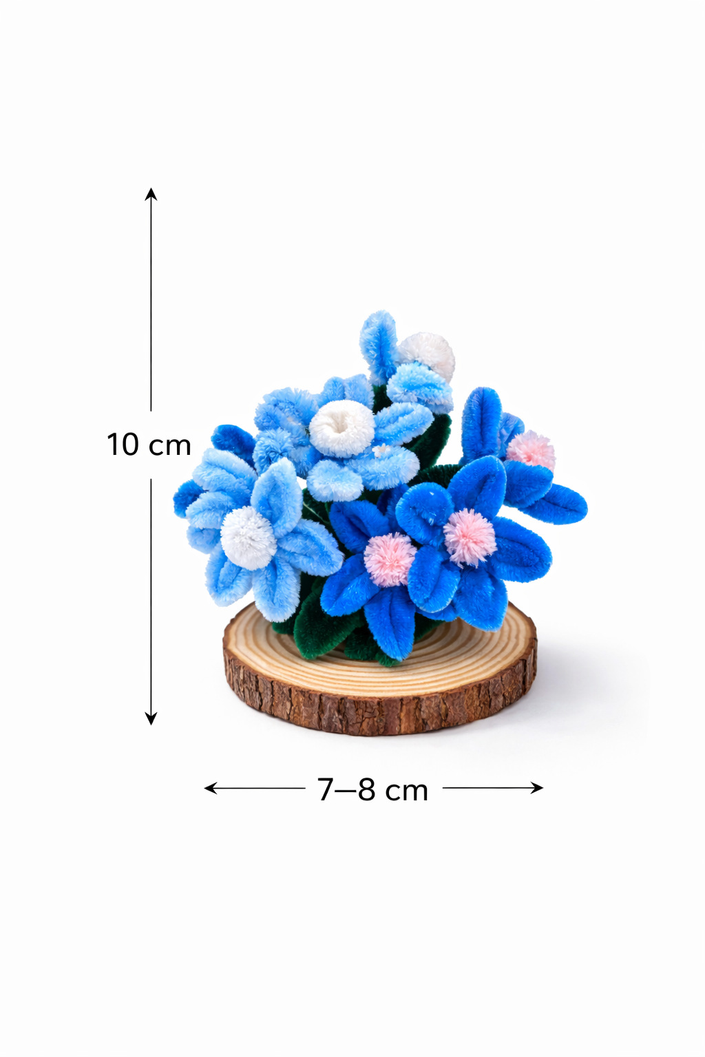 Handmade Blue Floral Mini Décor – Wooden Base | Adorn by Riti