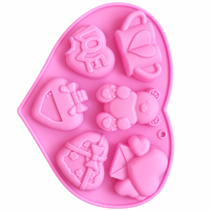 6 Cavity Valentine Teddy Bear & Love Hearts Mould for DIY Concrete Art, Resin Crafts, Soap Making & Cake Making Silicone Mould