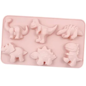 6-Cavity Dinosaur Silicone Mould for Concrecast Art – 27.2 × 16.5 CM | Assorted Dinosaur Designs